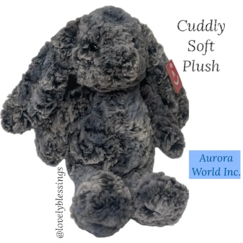Soft Bunny Plush Toys Nova Aurora World Cuddly Grey Rabbit Stuffed Animal